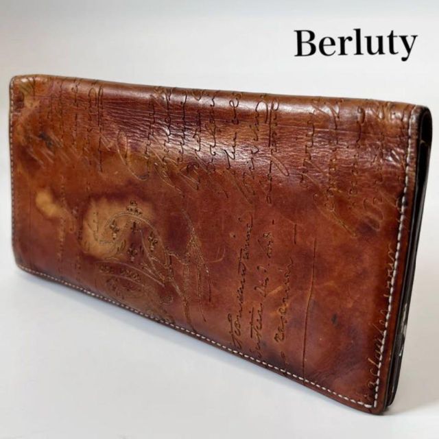 【美品】Berluti 長札入れ　カリグラフィー ブラウン　bottier