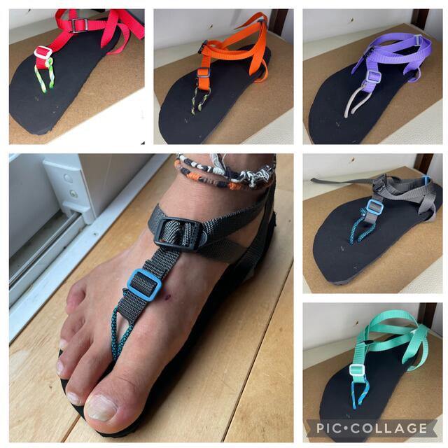 vibram(ビブラム)のブラック　色の組み合わせ自由！ワラーチキットビブラム6mm ppテープ スポーツ/アウトドアのランニング(シューズ)の商品写真