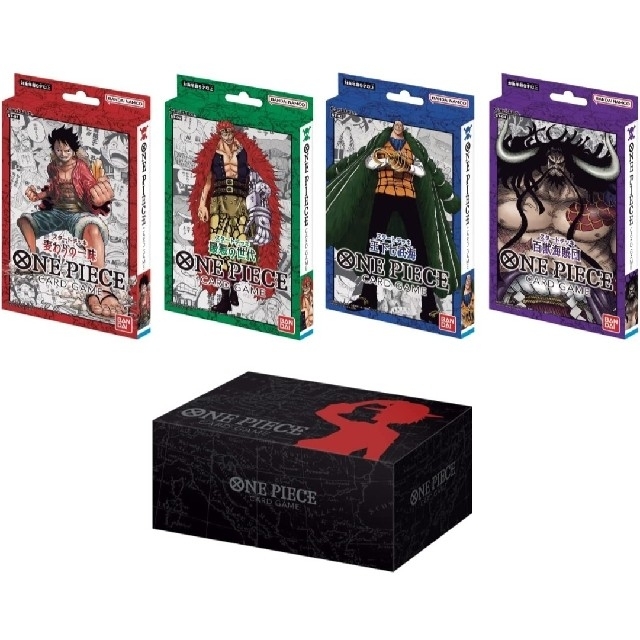 ONE PIECE(ワンピース)のワンピースカード　スタートデッキAmazon限定4種セット+ストレージBOX付き エンタメ/ホビーのトレーディングカード(Box/デッキ/パック)の商品写真