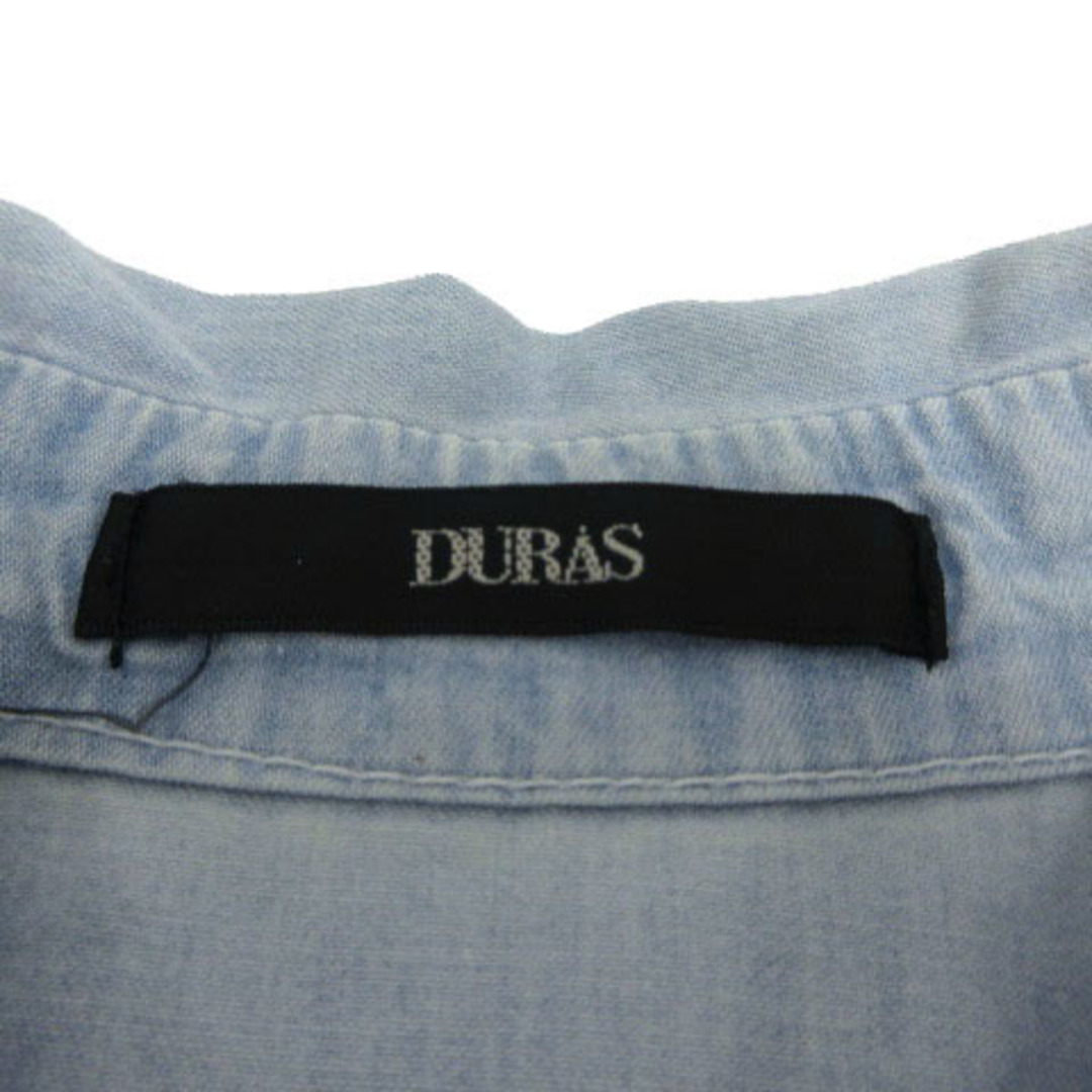 DURAS(デュラス)のDURAS シャツ ダンガリーシャツ 長袖 ユーズド加工 ライトブルー 水色 F レディースのトップス(シャツ/ブラウス(長袖/七分))の商品写真