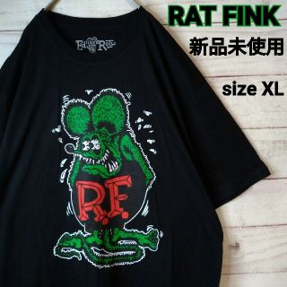 【新品未使用】 ラットフィンク ビッグサイズ でかプリント Tシャツ　黒　XL(Tシャツ/カットソー(半袖/袖なし))