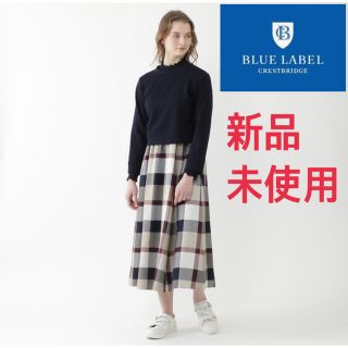 ブルーレーベルクレストブリッジ(BLUE LABEL CRESTBRIDGE)のブルーレーベルクレストブリッジチェックエアリーツイル カットソーコンビワンピース(ロングワンピース/マキシワンピース)