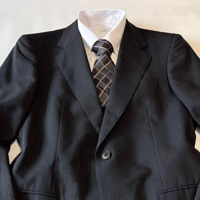 【極美品】BURBERRY セットアップスーツ ネイビー ストライプ