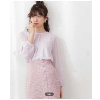 プロポーションボディドレッシング(PROPORTION BODY DRESSING)のプロポーションボディドレッシング バックリボンブラウス ピンク ラベンダー(シャツ/ブラウス(長袖/七分))