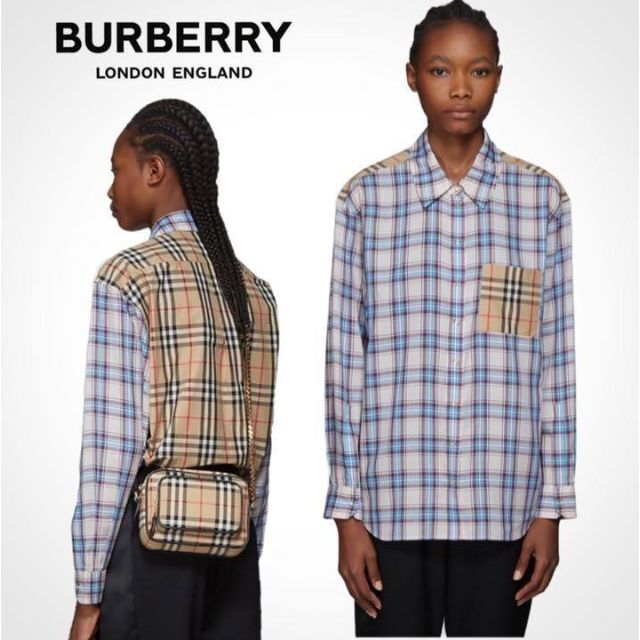 【美品】BURBERRY コントラストパネル　ノバ　チェック　シャツ　現行品 | フリマアプリ ラクマ