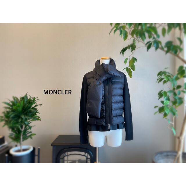 MONCLER  マフラー付 ニット切替ダウン ジャケット カーディガン