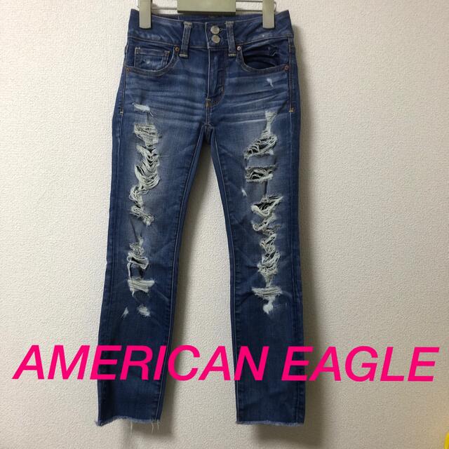 American Eagle(アメリカンイーグル)のAMERICAN EAGLE  ダメージデニム レディースのパンツ(デニム/ジーンズ)の商品写真