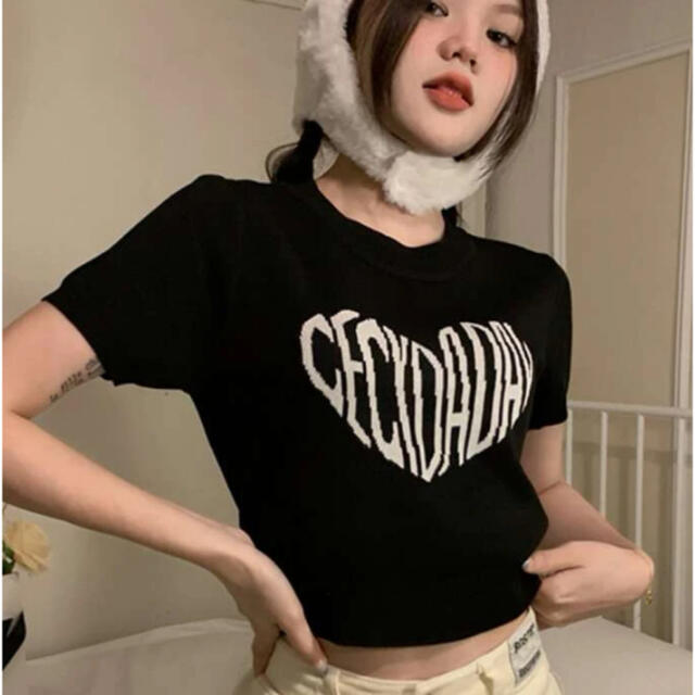 クロップ丈サマーニット レディースのトップス(Tシャツ(半袖/袖なし))の商品写真