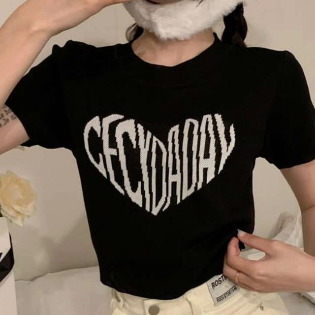 クロップ丈サマーニット レディースのトップス(Tシャツ(半袖/袖なし))の商品写真