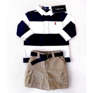 ポロラルフローレン(POLO RALPH LAUREN)の【新品タグ付】★ポロ•ラルフローレン★長袖ポロシャツ&ズボンセット★80(シャツ/カットソー)