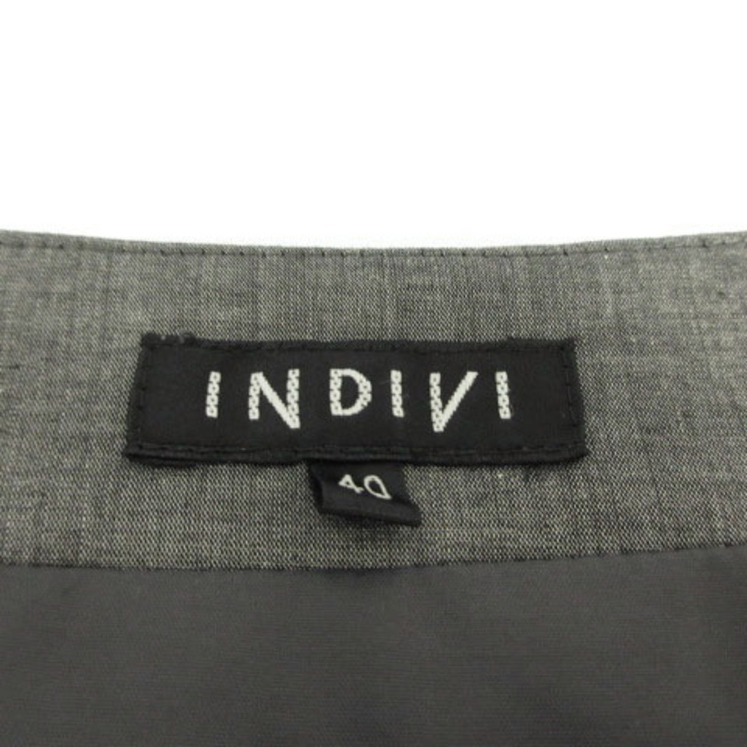 INDIVI(インディヴィ)のINDIVI ワンピース ひざ丈 半袖 ボートネック グレー 40 レディースのワンピース(ひざ丈ワンピース)の商品写真