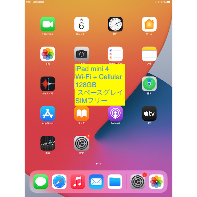 iPad mini 4  Cellular 128GB スペースグレイ