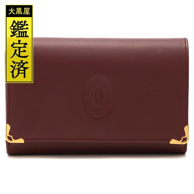 Cartier - カルティエ　マストライン　二つ折財布　カーフ　ボルドー　【471】