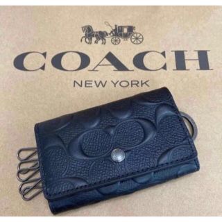 コーチ(COACH)の大人気　COACH 新品　コーチ キーケース　エンボス　黒(キーケース)