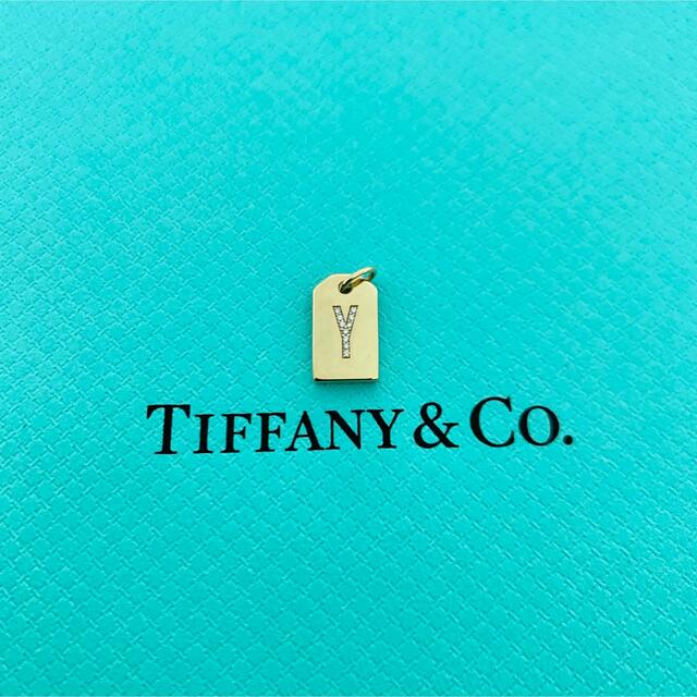 本物保証! アルファベット ミニ チャーム ティファニー Co.  Tiffany Y 18K ダイヤモンド タグ チャーム 