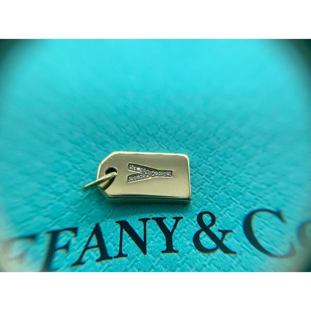 ティファニー チャーム ミニ アルファベット Y タグ ダイヤモンド 18K-