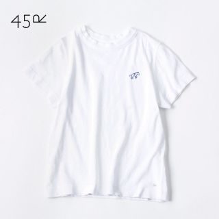 フォーティーファイブアールピーエム(45rpm)の美品 45R✨45rpm ジンバブエコットン 天竺 馬刺繍 45星TシャツシロL(Tシャツ(半袖/袖なし))