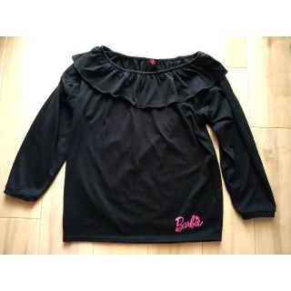 バービー(Barbie)のBarbie フリル長袖シャツ黒 160(Tシャツ/カットソー)