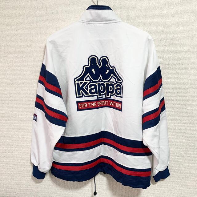 Kappa(カッパ)の90s Kappa ナイロンジャケット メンズL 白 紺 赤 ビッグロゴ 古着 メンズのジャケット/アウター(ナイロンジャケット)の商品写真