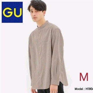 ジーユー(GU)の新品【GU】リネンブレンドスタンドカラーシャツ 長袖 Mサイズ(シャツ)