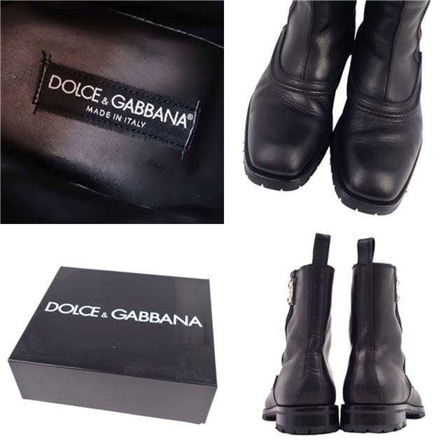 DOLCE&GABBANA(ドルチェアンドガッバーナ)のドルチェ&ガッバーナ ブーツ ショート カーフレザー ロゴプレート 靴 7.5 メンズの靴/シューズ(ブーツ)の商品写真