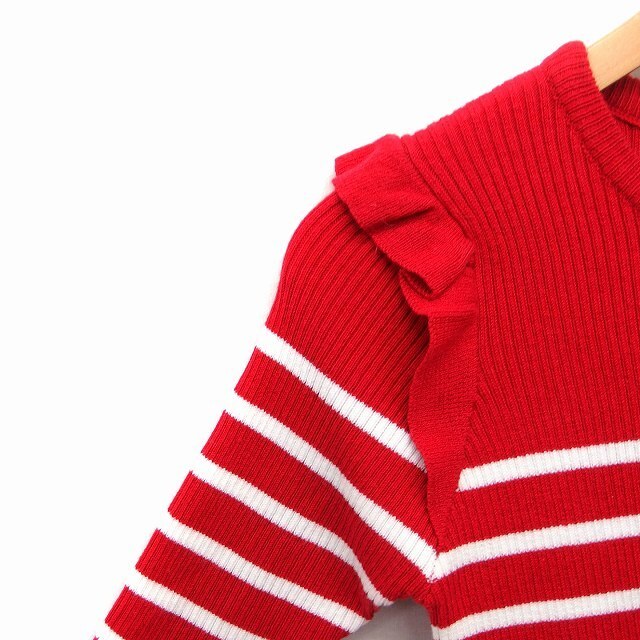 RayCassin(レイカズン)のレイカズン Ray cassin タグ付き リブ ニット セーター フリル 赤 レディースのトップス(ニット/セーター)の商品写真