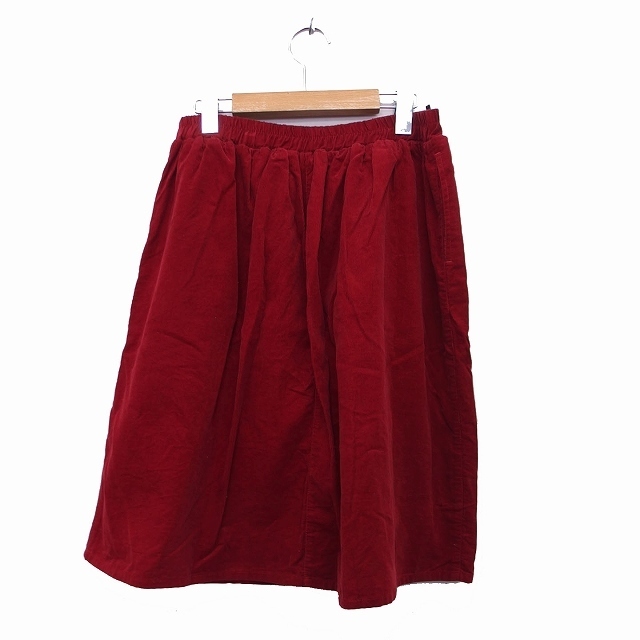 chocol raffine robe(ショコラフィネローブ)のショコラフィネローブ スカート フレア 膝丈 コーデュロイ コットン M レッド レディースのスカート(ひざ丈スカート)の商品写真