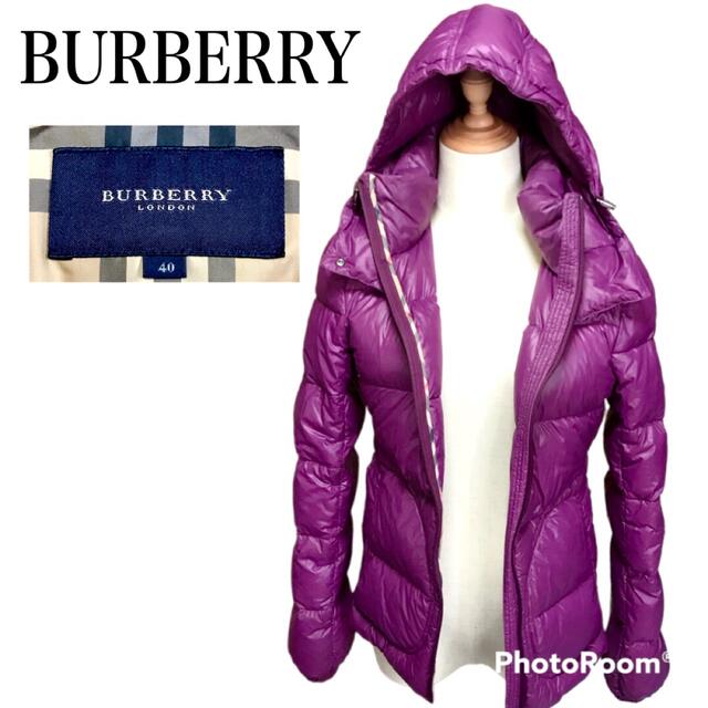 美品】BURBERRY LONDON ダウンジャケット ノバチェック 紫-