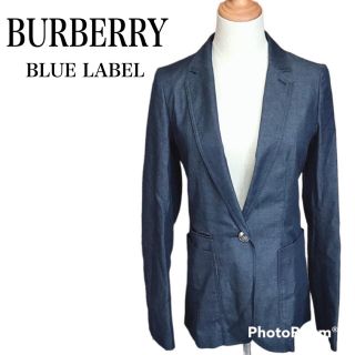 バーバリーブルーレーベル(BURBERRY BLUE LABEL)の【美品】 バーバリーブルーレーベル デニムシャンブレー テーラードジャケット(テーラードジャケット)