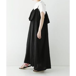 ネストローブ(nest Robe)の美品ネストローブ☆リネン　ギャザーラッフルワンピース(ロングワンピース/マキシワンピース)