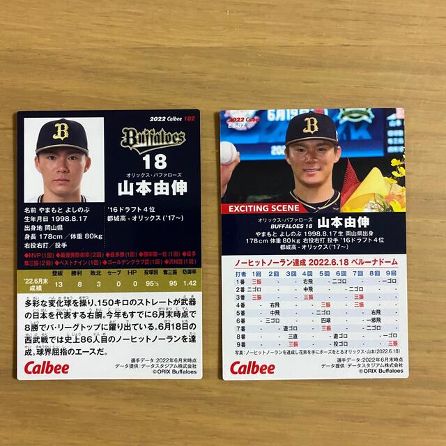 プロ野球チップス2022 第三弾 オリックス 山本由伸選手 エンタメ/ホビーのタレントグッズ(スポーツ選手)の商品写真