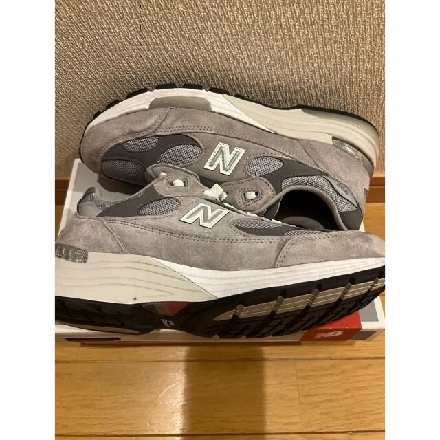 new balance　M992GR 26.5cm グレー紐シューレース柄