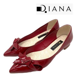 ダイアナ(DIANA)の【美品】DIANA ダイアナ ポインテッドトゥリボン パンプス 赤24.5cm(ハイヒール/パンプス)