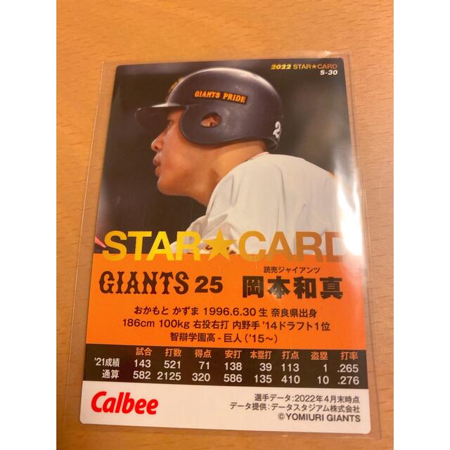 プロ野球チップス 2022 読売ジャイアンツ　岡本和真　金箔サイン エンタメ/ホビーのタレントグッズ(スポーツ選手)の商品写真