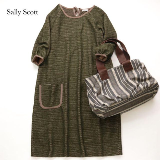 mina perhonen(ミナペルホネン)のsally scott✨ドット柄 暖かいウール ワンピース M 日本製 七分袖 レディースのワンピース(ひざ丈ワンピース)の商品写真