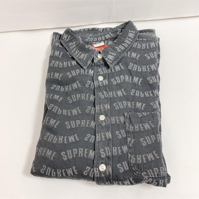 Supreme(シュプリーム)の黒L シュプリーム アーク ジャガード ロゴ デニムシャツ  メンズのトップス(シャツ)の商品写真
