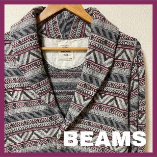 ビームス(BEAMS)のBEAMS 総柄メンズニットカーディガン Sサイズ(カーディガン)