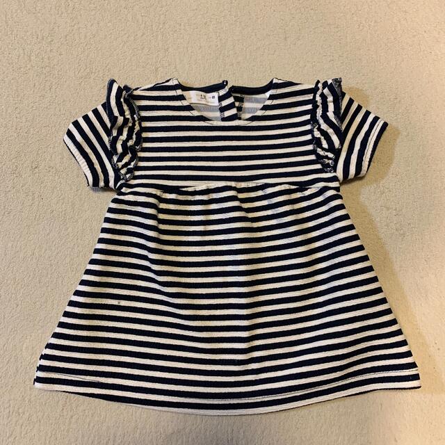 ZARA(ザラ)のZARAベビー　ボーダー半袖ワンピース　80サイズ キッズ/ベビー/マタニティのベビー服(~85cm)(ワンピース)の商品写真