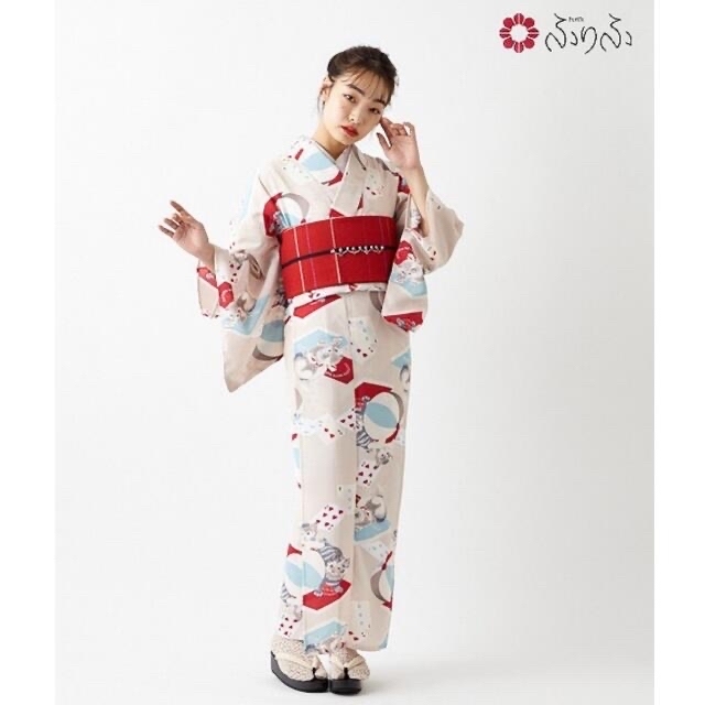 スタニングルアー 新品 岡重 浴衣 反物 ねこ 赤 毬 ゆかた - minik.hr