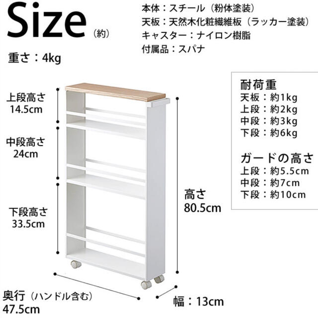 【値下げ中】tower ハンドル付きスリムワゴン インテリア/住まい/日用品のキッチン/食器(収納/キッチン雑貨)の商品写真