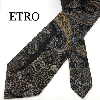 エトロ(ETRO)のETRO エトロ ネクタイ ペイズリー柄 ブラック 黒 イタリア製 シルク(ネクタイ)