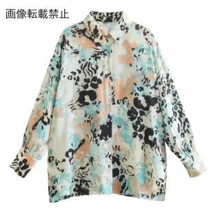 🌕9月新作🎑9054◆vintage レトロ プリント 柄 シャツ ブラウス(シャツ/ブラウス(長袖/七分))