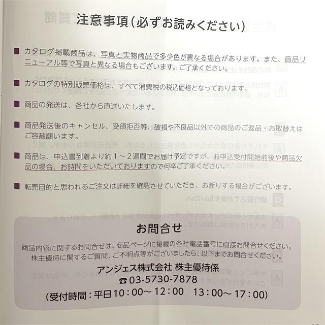 アンジェス 株主優待割引　商品カタログ チケットの優待券/割引券(ショッピング)の商品写真