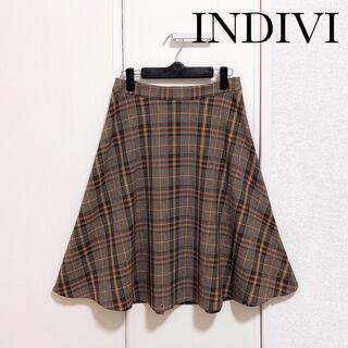 インディヴィ(INDIVI)のINDIVI インディヴィ　チェック フレア スカート(ひざ丈スカート)