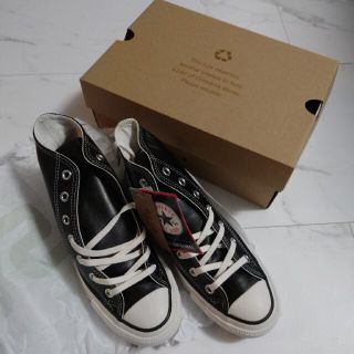 コンバース(CONVERSE)のコンバース オールスター オリーブ グリーン レザー　ブラック　レディース　24(スニーカー)