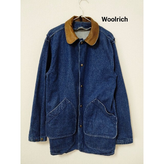 Woolrich ウールリッチ オーバーサイズ デニムジャケット 襟レザー