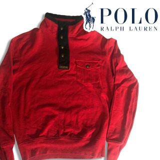 ポロラルフローレン(POLO RALPH LAUREN)のポロ ラルフローレン モックネック スナップフロントトップス M レッド(Tシャツ/カットソー(七分/長袖))