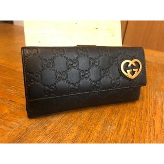 グッチ(Gucci)の【美品】GUCCI グッチ  ラヴリーハート 長財布 シマライン ブラック(財布)