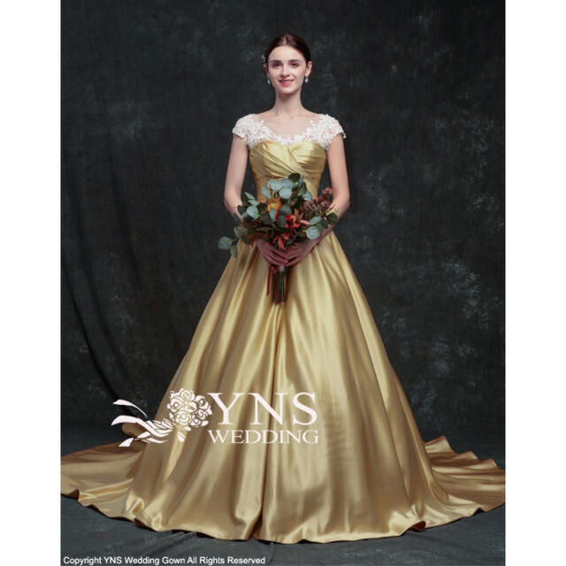 ５５％以上節約 YNS WEDDINGカラードレス　イエロー　Aラインドレス　SL20928 ウェディングドレス