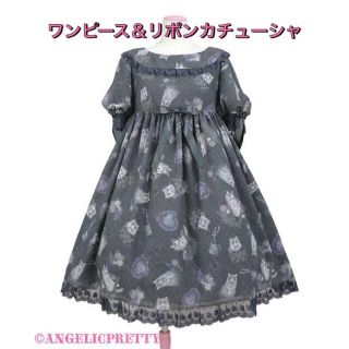 アンジェリックプリティー(Angelic Pretty)の☆予約特典付☆lady cat room ワンピース＆カチューシャセット(ひざ丈ワンピース)